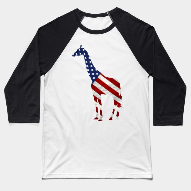 Giraffe Independence Day Boys Girls 4th Of July Baseball T-Shirt by chrizy1688